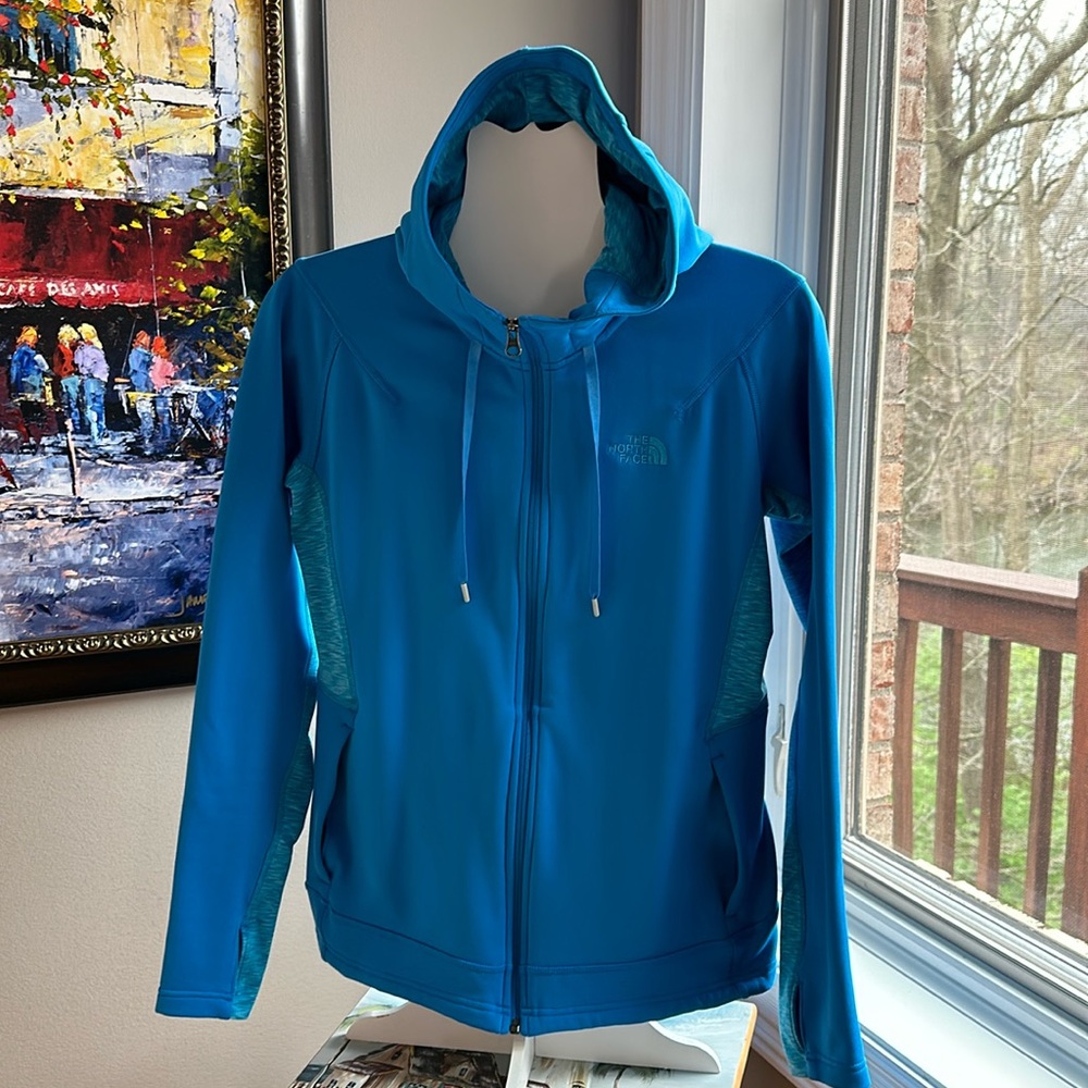 North Face Hooded Full Zip Fleece Lined Lightweight Jacket Size L